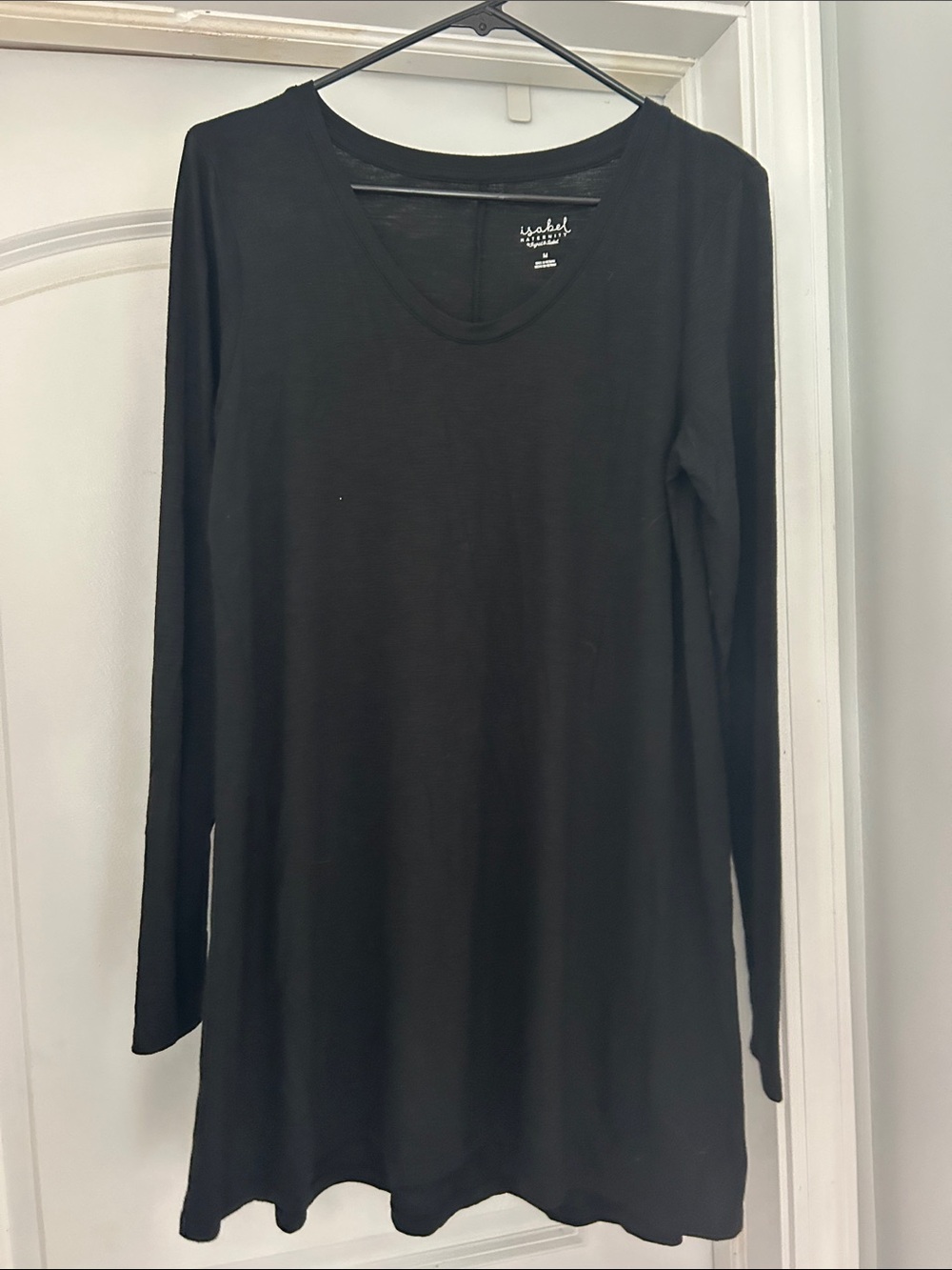 Isabel Maternity Women's Black Long Sleeve Scoop Neck Tunic Top